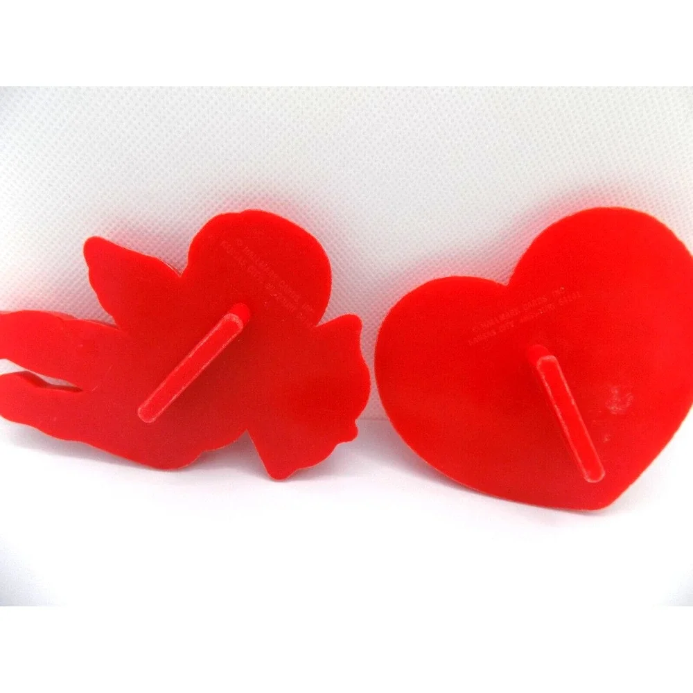 Vintage Hallmark Valentine Cookie Cutter Set Red Plastic Heart Cupid 3 Piece